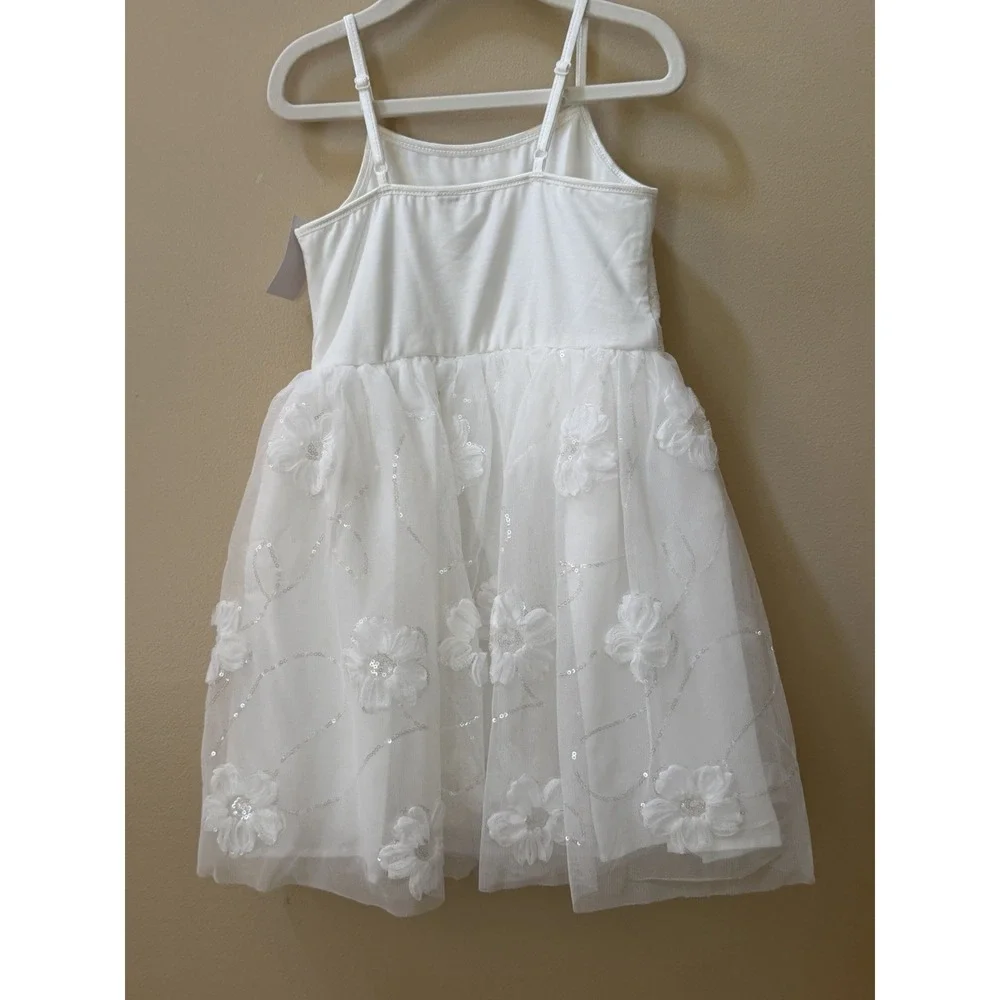 Zenzi Girls White Flower Tutu Dress Sequined Top Size XS (4/5) New with Tags
